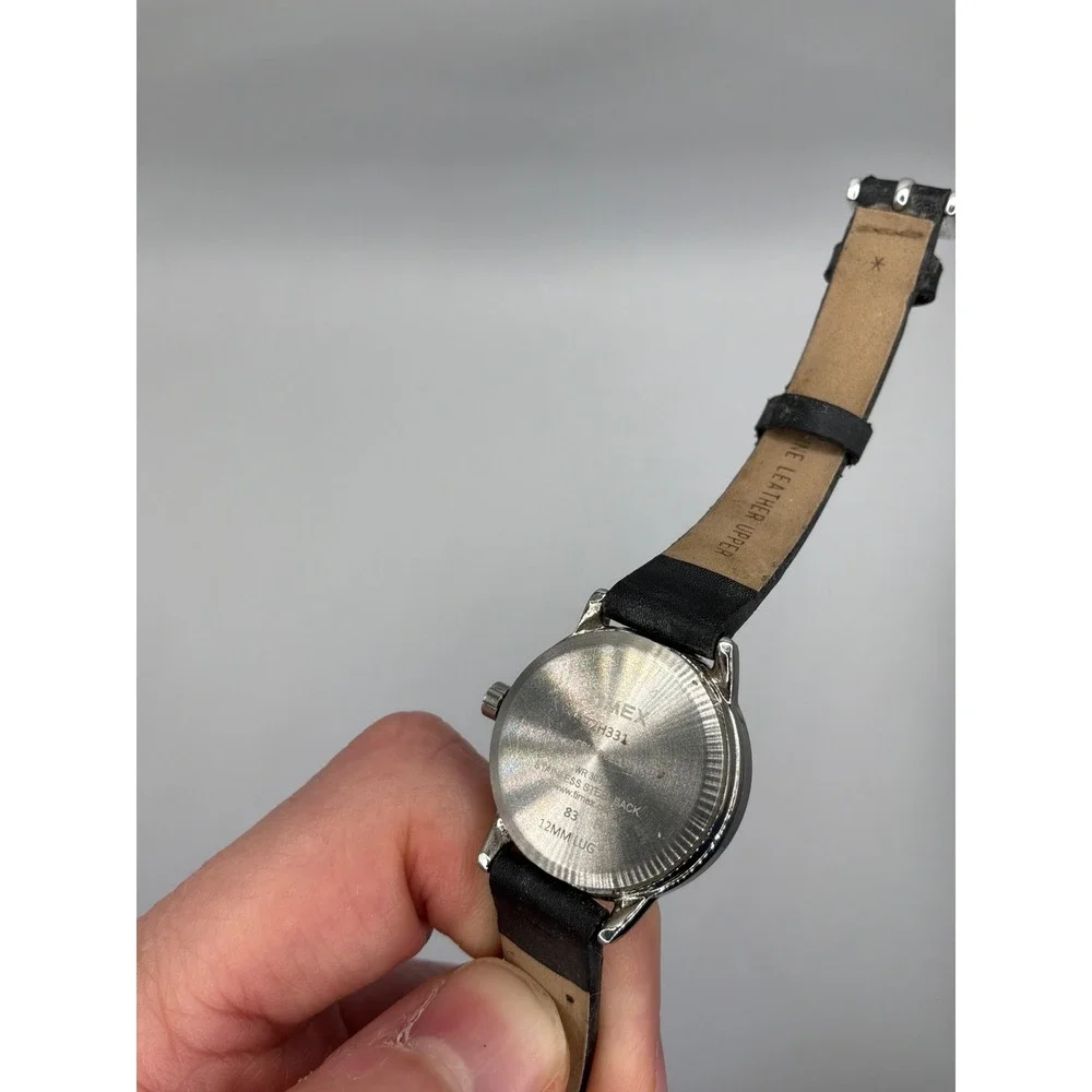 Timex Easy Reader T2H331 Womens Indiglo White Dial Black Leather Quartz Watch